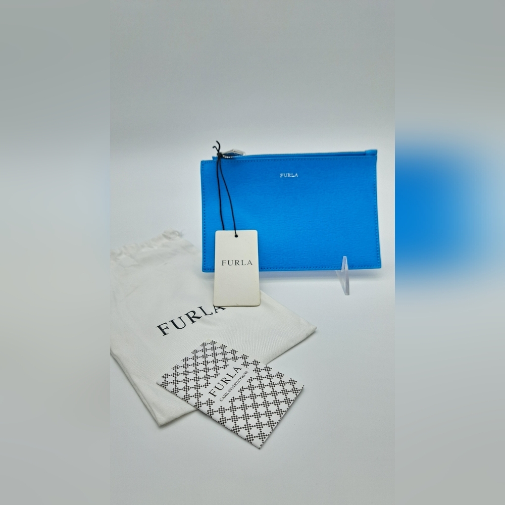 Furla Vibrant Ceruleo Blue Leather Clutch - Picture 8 of 8